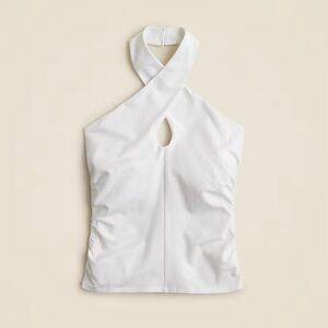 J. Crew stretch cotton White Halter Blouse